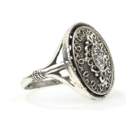 Silver Antique Ring with CZ Black - 4