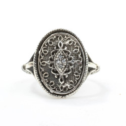 Silver Antique Ring with CZ Black - 5