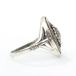 Silver Antique Ring with CZ Black - 6