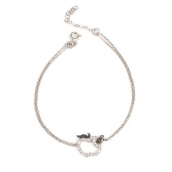 Sterling Silver Apple Bracelet with CZ, White Gold Vermeil - Nusrettaki