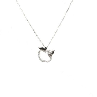 Sterling Silver Apple with Leaves Necklace - 2