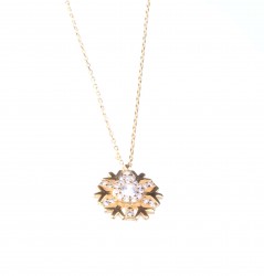 Sterling Silver Big Snowflake Necklace with CZ, Gold Vermeil - Nusrettaki (1)