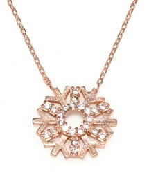 Sterling Silver Big Snowflake Necklace with CZ, Gold Vermeil - 3