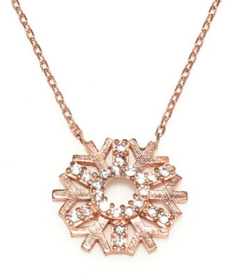 Sterling Silver Big Snowflake Necklace with CZ, Gold Vermeil - 3