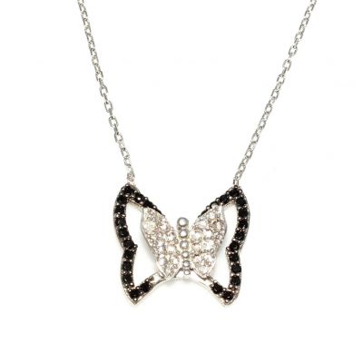 Sterling Silver Butterfly Necklace with CZ - 2