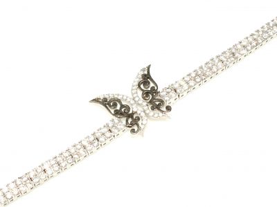 Sterling Silver Butterfly Tennis Bracelet, White Gold Vermeil - 2