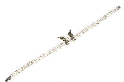 Sterling Silver Butterfly Tennis Bracelet, White Gold Vermeil - 3