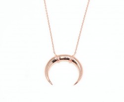 Sterling Silver Crescent Pendant Necklace, Rose Gold Plated - 8