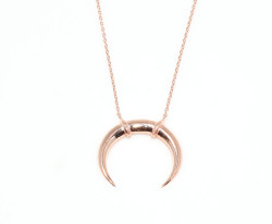 Sterling Silver Crescent Pendant Necklace, Rose Gold Plated - 5