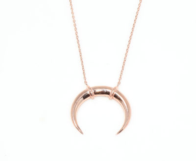 Sterling Silver Crescent Pendant Necklace, Rose Gold Plated - 5