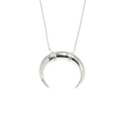 Sterling Silver Crescent Pendant Necklace, Rose Gold Plated - 3