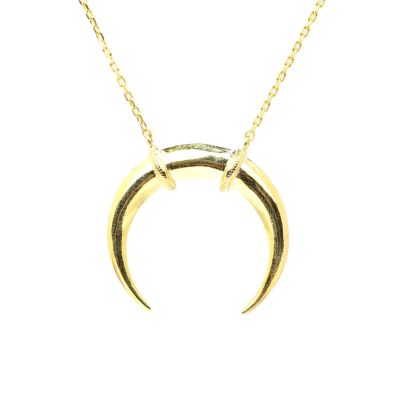 Sterling Silver Crescent Pendant Necklace, Rose Gold Plated - 2