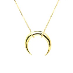 Sterling Silver Crescent Pendant Necklace, Rose Gold Plated - 9