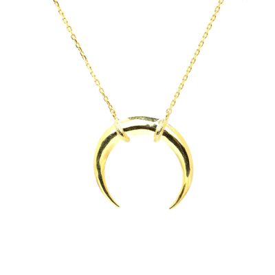 Sterling Silver Crescent Pendant Necklace, Rose Gold Plated - 9