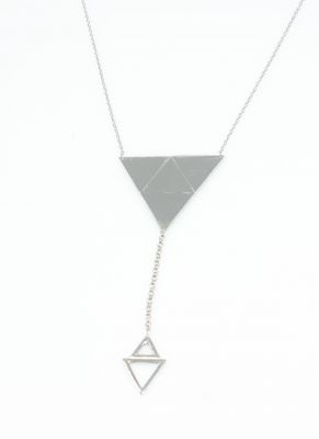 Sterling Silver Delta Design Y-Necklace, Rhodium Plated - 5