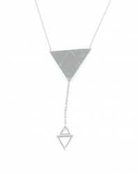 Sterling Silver Delta Design Y-Necklace, Rhodium Plated - 6