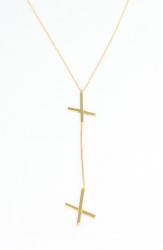 Sterling Silver Double X's Y-Necklace, Gold Plated - 7