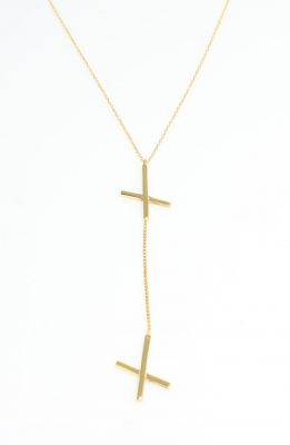 Sterling Silver Double X's Y-Necklace, Gold Plated - 7