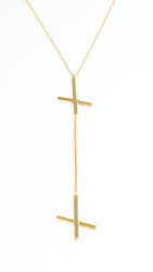 Sterling Silver Double X's Y-Necklace, Gold Plated - 6