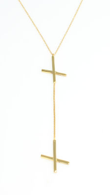 Sterling Silver Double X's Y-Necklace, Gold Plated - 6