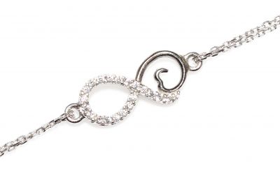 Sterling Silver Eternal Love Bracelet with White CZ, White Gold Vermeil - 1