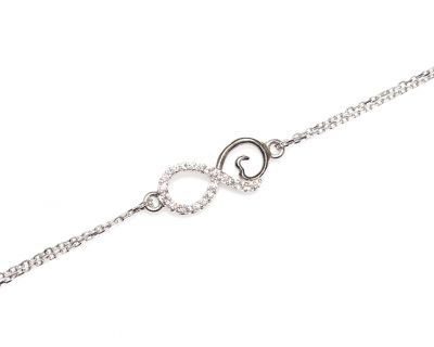 Sterling Silver Eternal Love Bracelet with White CZ, White Gold Vermeil - 2