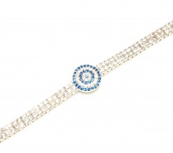 Sterling Silver Evil Eye Design Tennis Bracelet, White Gold Vermeil - 3