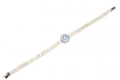 Sterling Silver Evil Eye Design Tennis Bracelet, White Gold Vermeil - 4