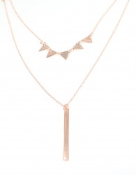 Sterling Silver Geometric Layer Set Strand Necklaces, Rose Gold Plated - 5