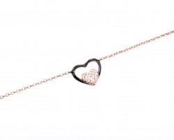 Sterling Silver Heart in Heart & Lock Bracelet, Rose Gold Vermeil - 3