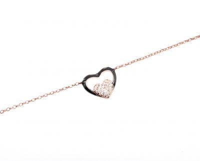 Sterling Silver Heart in Heart & Lock Bracelet, Rose Gold Vermeil - 3