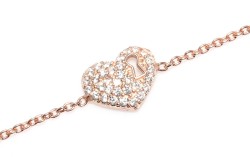 Sterling Silver Heart Shaped Keyhole Bracelet with CZ - 4