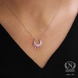 Sterling Silver Hittite Sun Dainty Necklace - 7