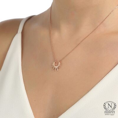 Sterling Silver Hittite Sun Dainty Necklace - 3