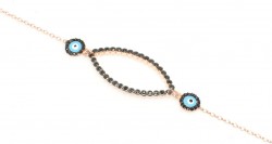 Sterling Silver Hollow Eye Bracelet, Rose Gold Vermeil - Nusrettaki (1)