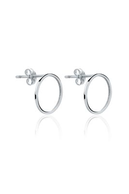 Sterling Silver Hoop Stud Earrings, White Gold Vermeiled - 4