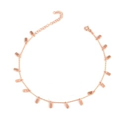 Sterling Silver Mini Bar Anklet, Rose Gold Vermeiled - 1