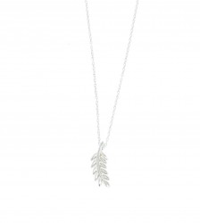 Sterling Silver Olive Leaves Necklace, White Gold Plated - 3