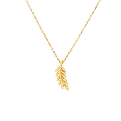 Sterling Silver Olive Leaves Necklace, White Gold Plated - 2