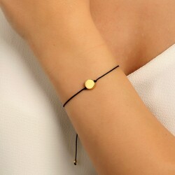 Sterling Silver Round Cord Bracelet, Gold Plated - Nusrettaki