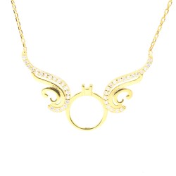 925 Sterling Silver Solitaire Ring Necklace With Wings - Nusrettaki (1)