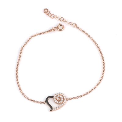 Sterling Silver Spiral Heart Bracelet with CZ - 3