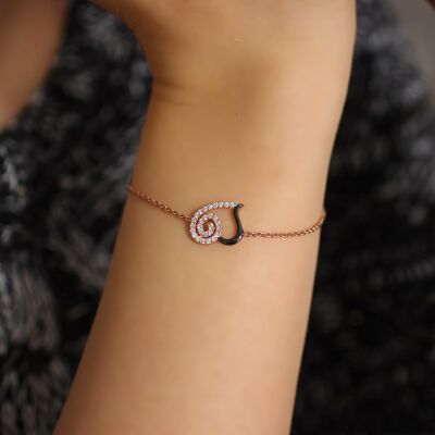 Sterling Silver Spiral Heart Bracelet with CZ - 1