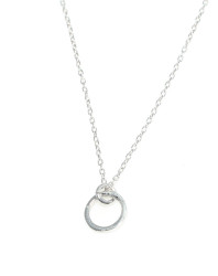 Sterling Silver Tiny Hoop Pendant Necklace, White Gold Plated - 6