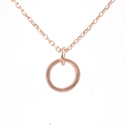 Sterling Silver Tiny Hoop Pendant Necklace, White Gold Plated - 7