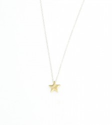 Sterling Silver Tiny Star Dainty Necklace, Gold Plated with Silver Chain - 3