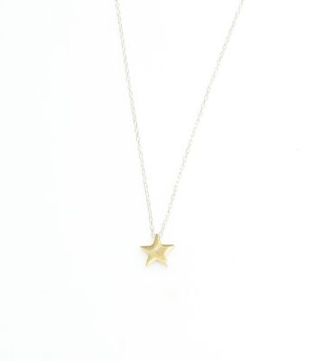 Sterling Silver Tiny Star Dainty Necklace, Gold Plated with Silver Chain - 3