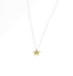 Sterling Silver Tiny Star Dainty Necklace, Gold Plated with Silver Chain - 4