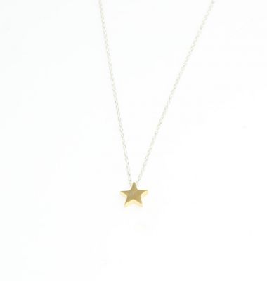 Sterling Silver Tiny Star Dainty Necklace, Gold Plated with Silver Chain - 4