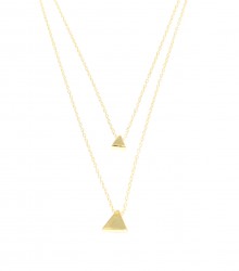 Sterling Silver Triangles Double Strand Necklaces, Gold Plated - 4